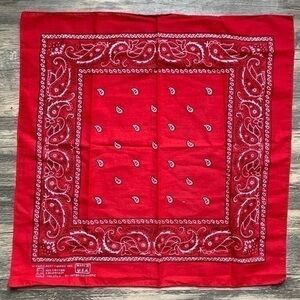 Vintage Bandanna Red Black Made in the USA‎ Colorfast All Cotton